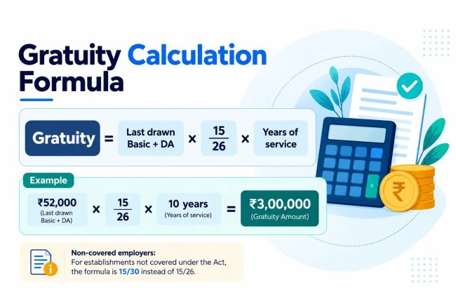 Gratuity calculation formula 15/26 with example